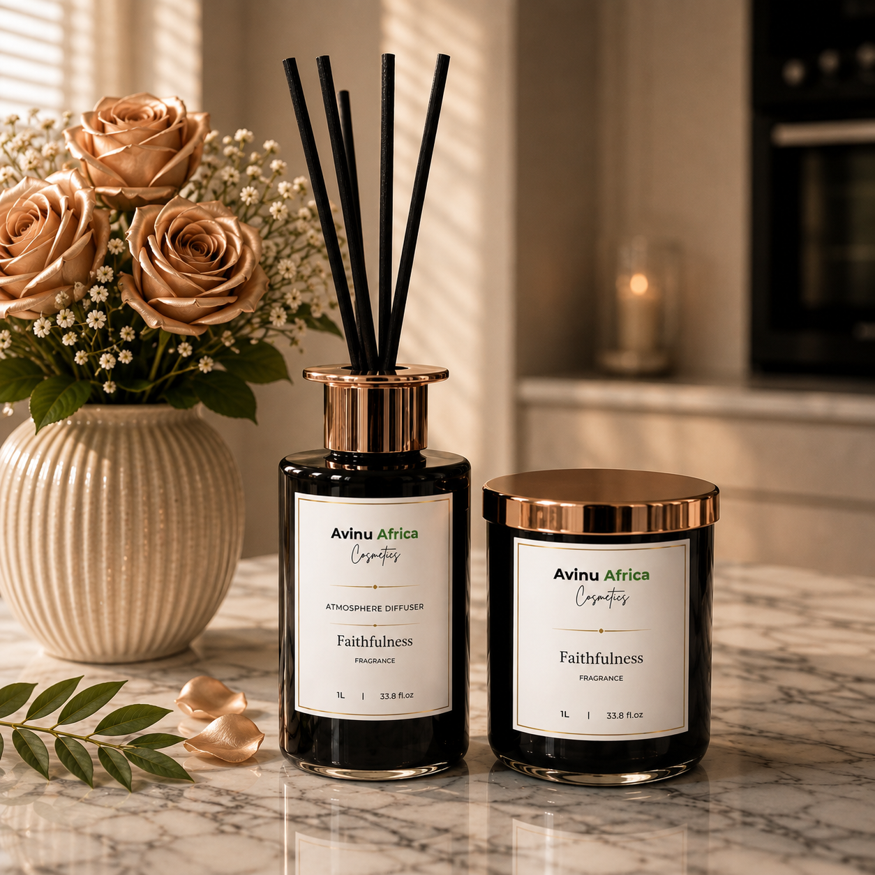 Avinu Africa Scented Candle and Atmosphere Diffuser Combo